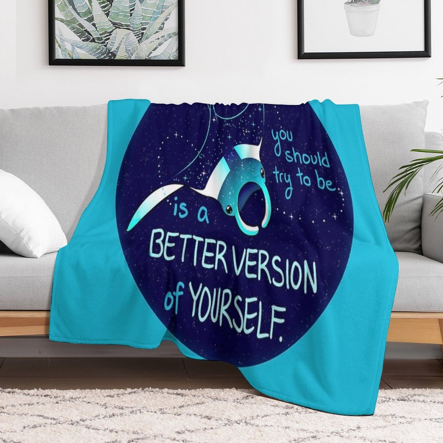 The Only Person You Should Try to Be Galaxy Manta Ray Throw Blanket