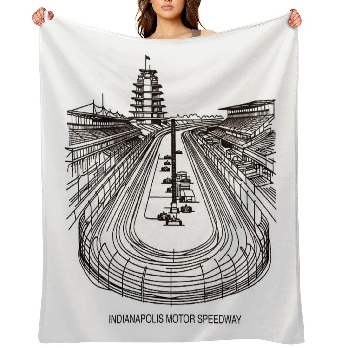 Indianapolis Motor Speedway, Fine Line Drawing Throw Blanket