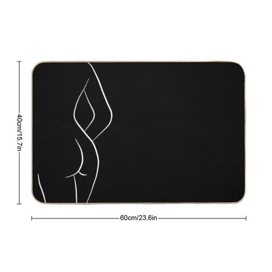 Woman Body Outline Line Art in Black - Hello Helena Bath Mat