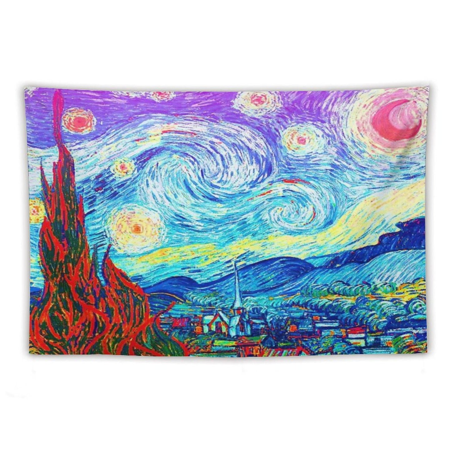 Psychedelic Colorful Starry Night Abstract Van Gogh Tapestry