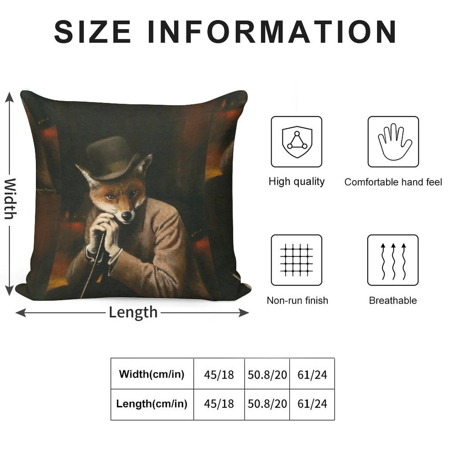 Edwardian Gentleman Fox Soft Multiple Sizes Throw Pillow