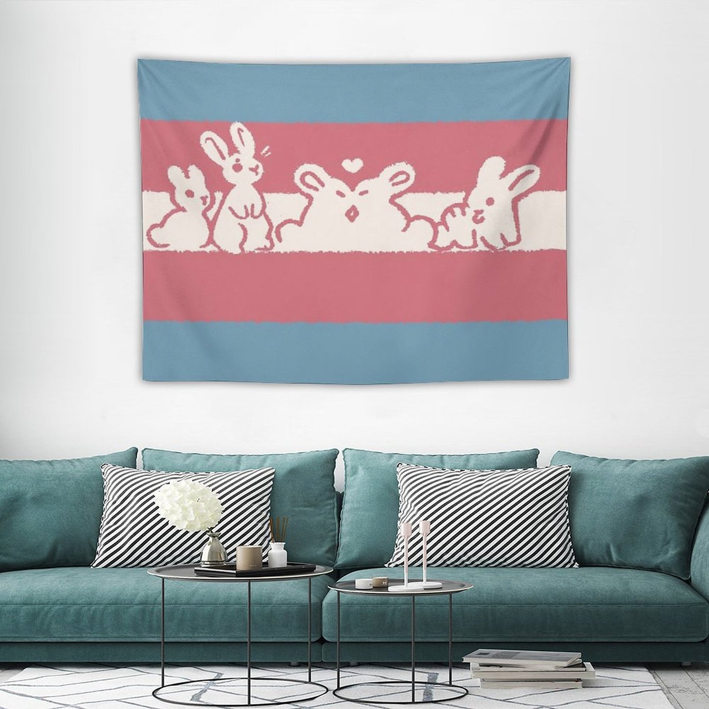 Trans Flag Bunnies Tapestry