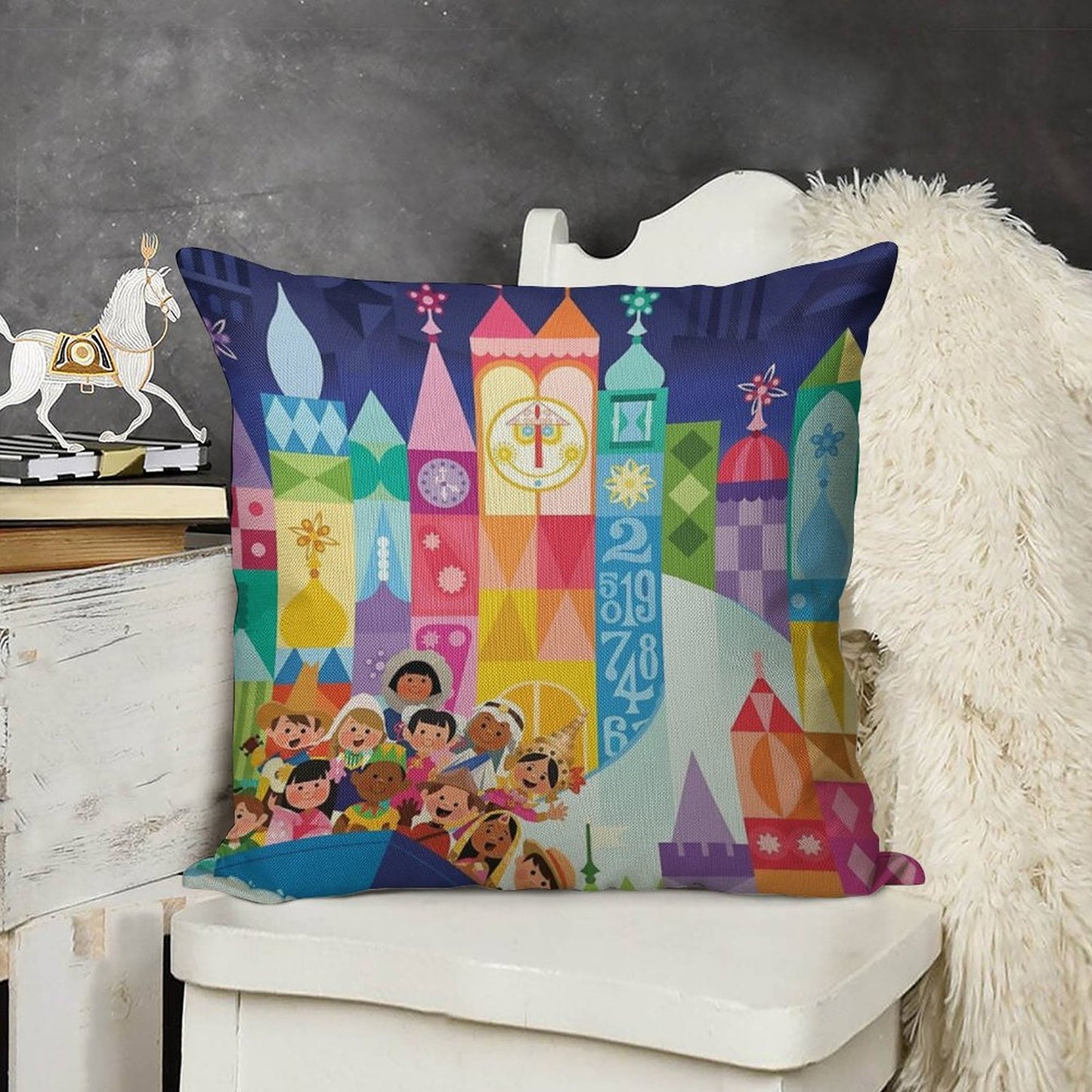 Small World Fantasyland Linen Throw Pillow Cover