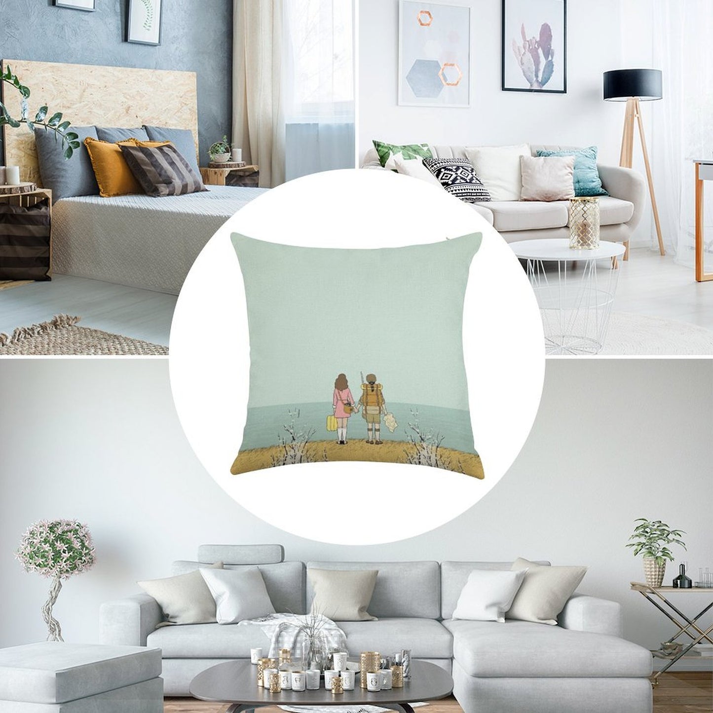 Wes Anderson Movie Linen Throw Pillow Cover
