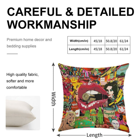 Pop Art Therapy Linen Throw Pillow Cover