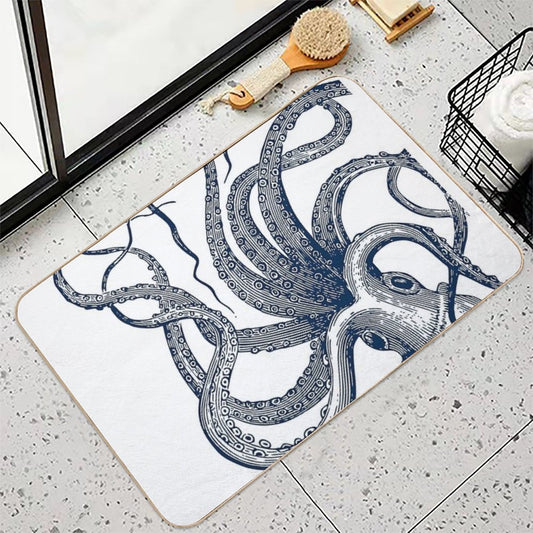Navy Octopus Bath Mat