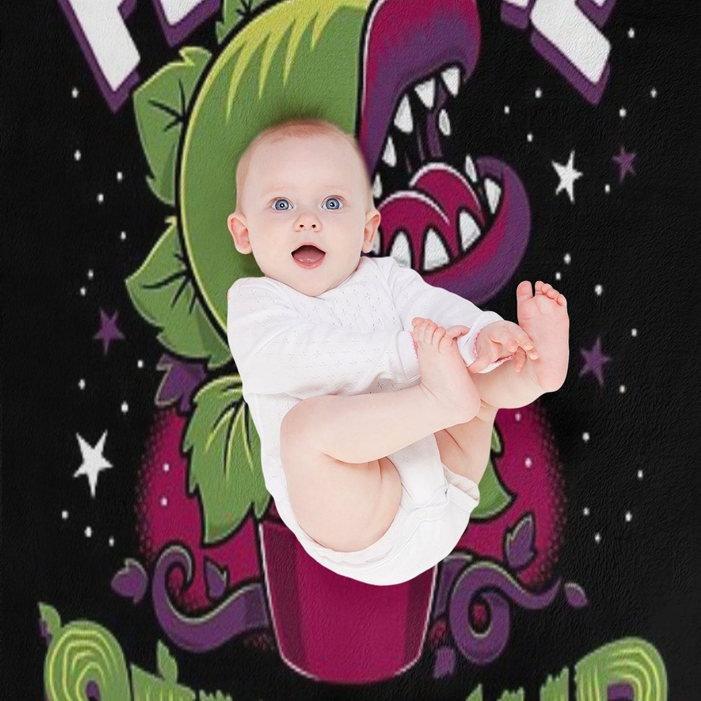 Spooky Horror Feed Me - Creepy Cute Audrey Plant - Horror Musical Throw Blanket