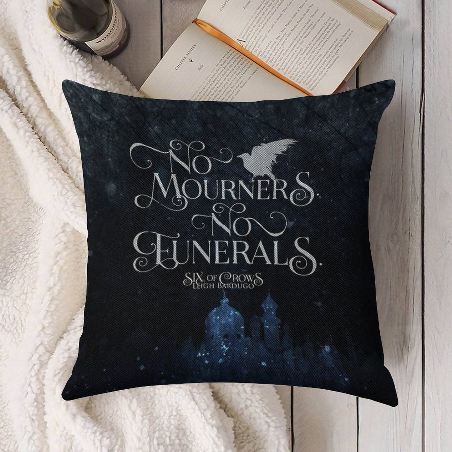 Six of Crows, No Mourners No Funerals, Kaz Brekker Linen Throw Pillow Cover