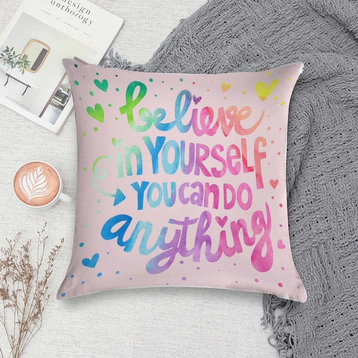 Believe in Yourself! Soft Ultra-Soft Texture Throw Pillow