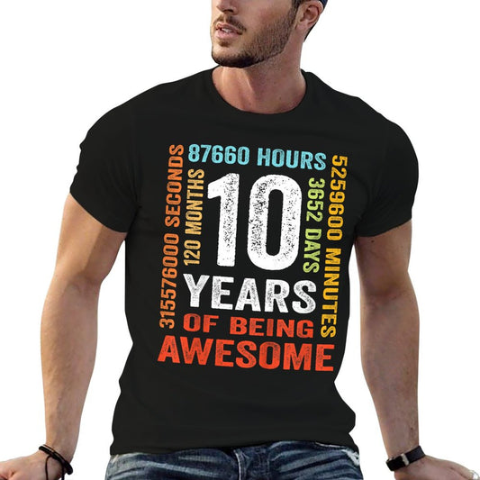 10 Years Old 10th Birthday Gift Vintage Retro 120 Months T-Shirt
