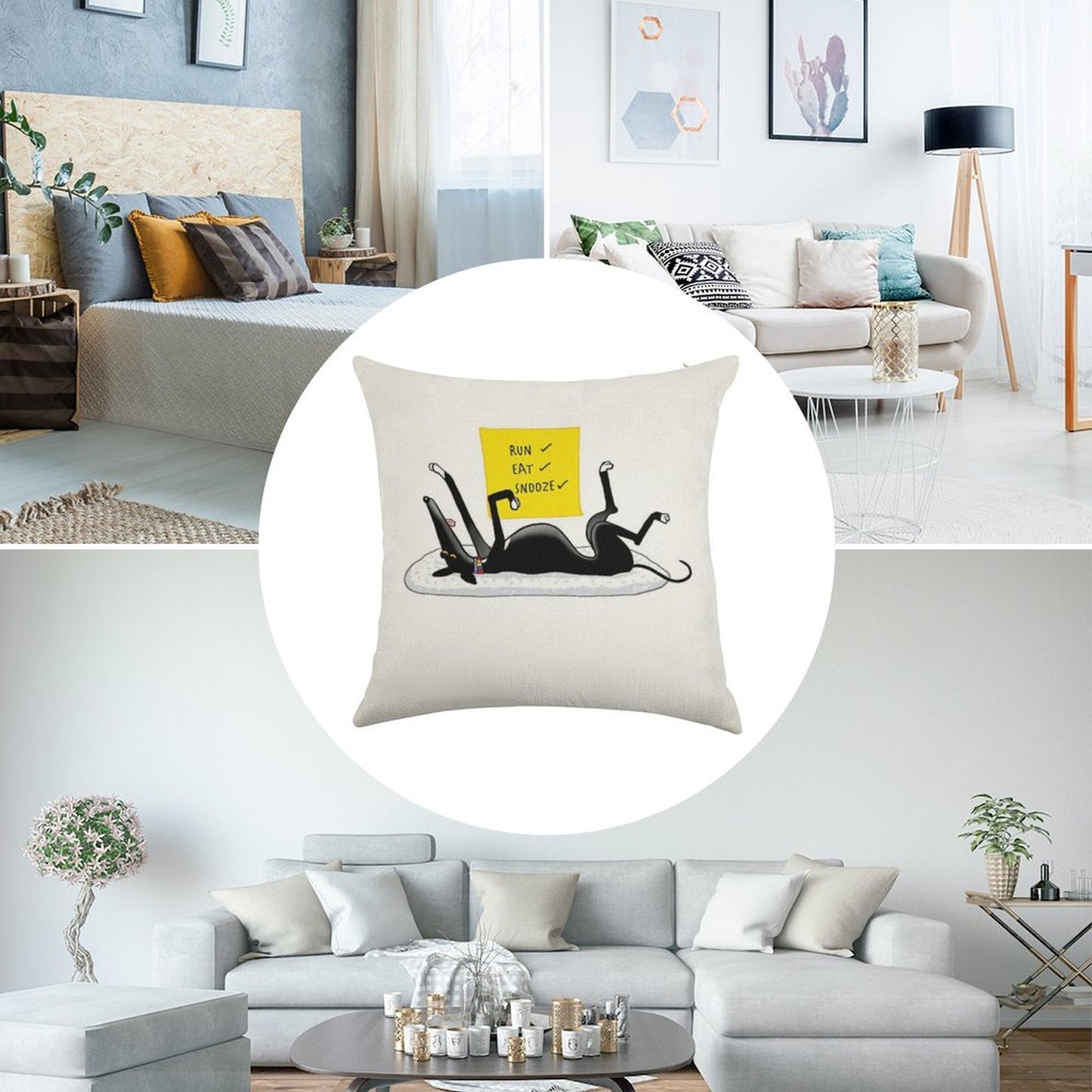 Snoozin' Linen Throw Pillow Cover