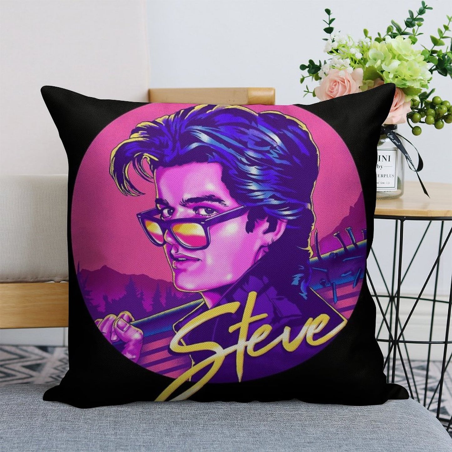 Stranger Things Steve Harrington  Available on Mask Linen Throw Pillow Cover
