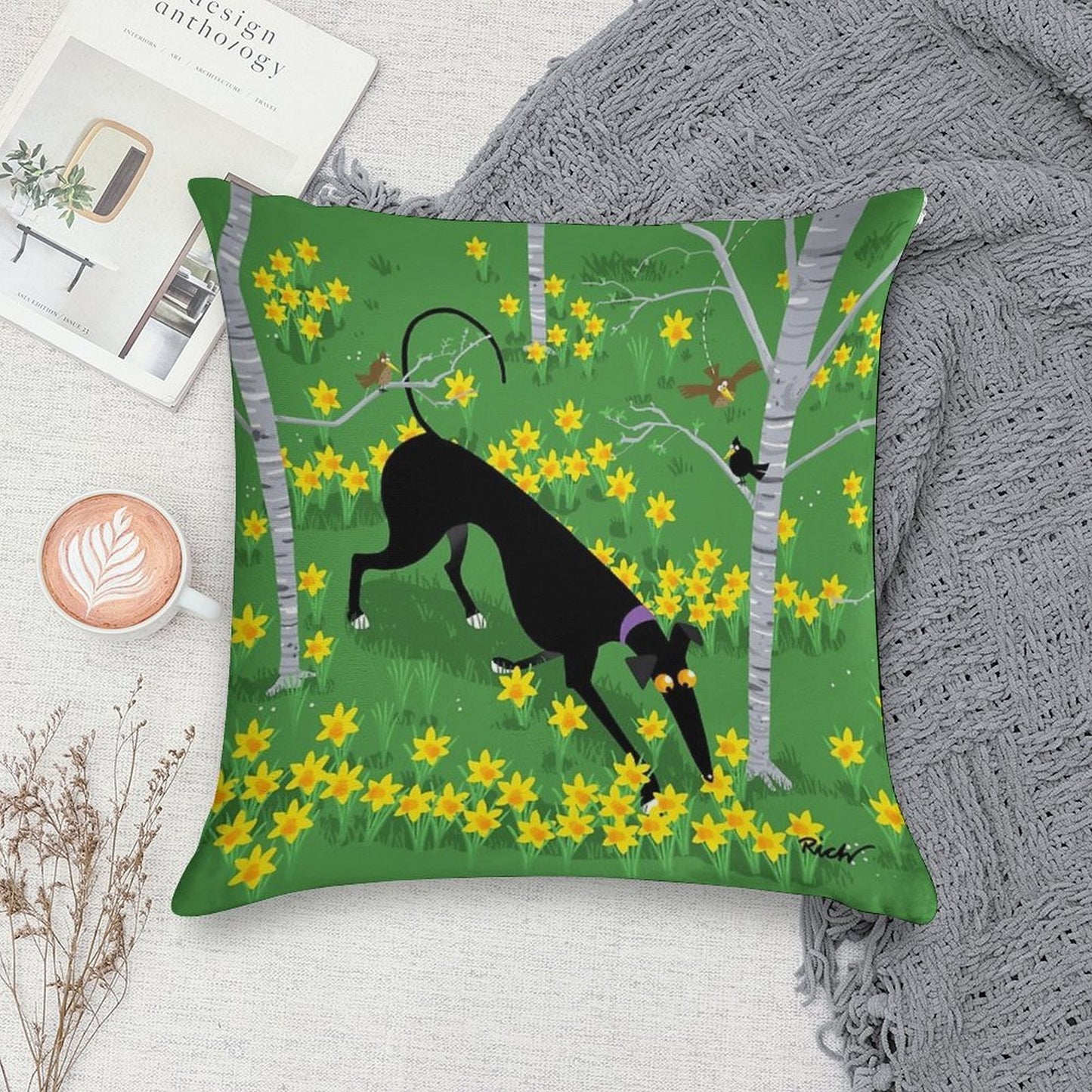 Daffodil Hound Soft Durable Construction Throw Pillow
