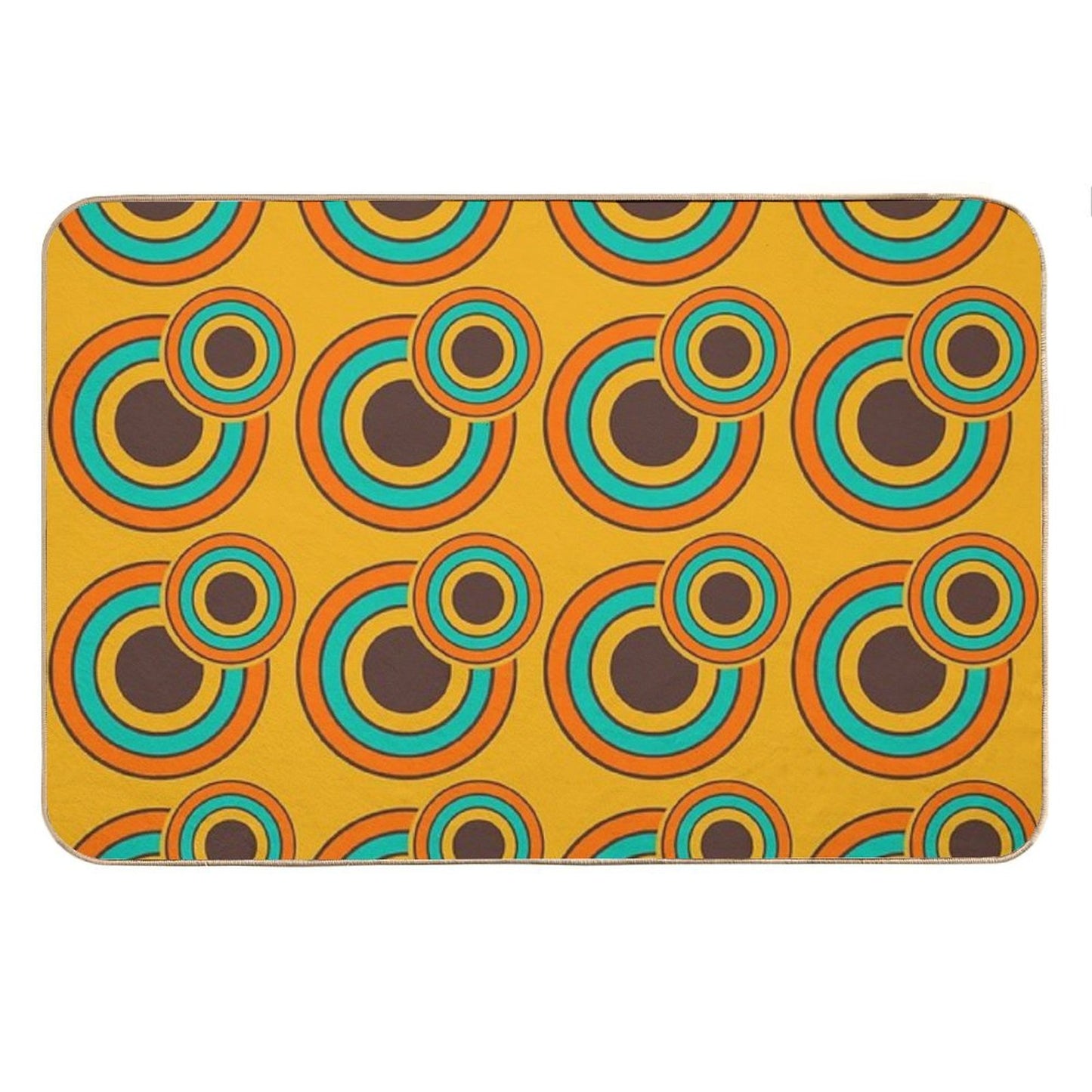 1970's Retro Circles Vintage 70s Seventies Pattern Bath Mat