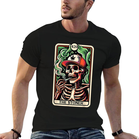 Tarot Card The Stoner Weed Lover Skeleton Cannabis 420 T-Shirt