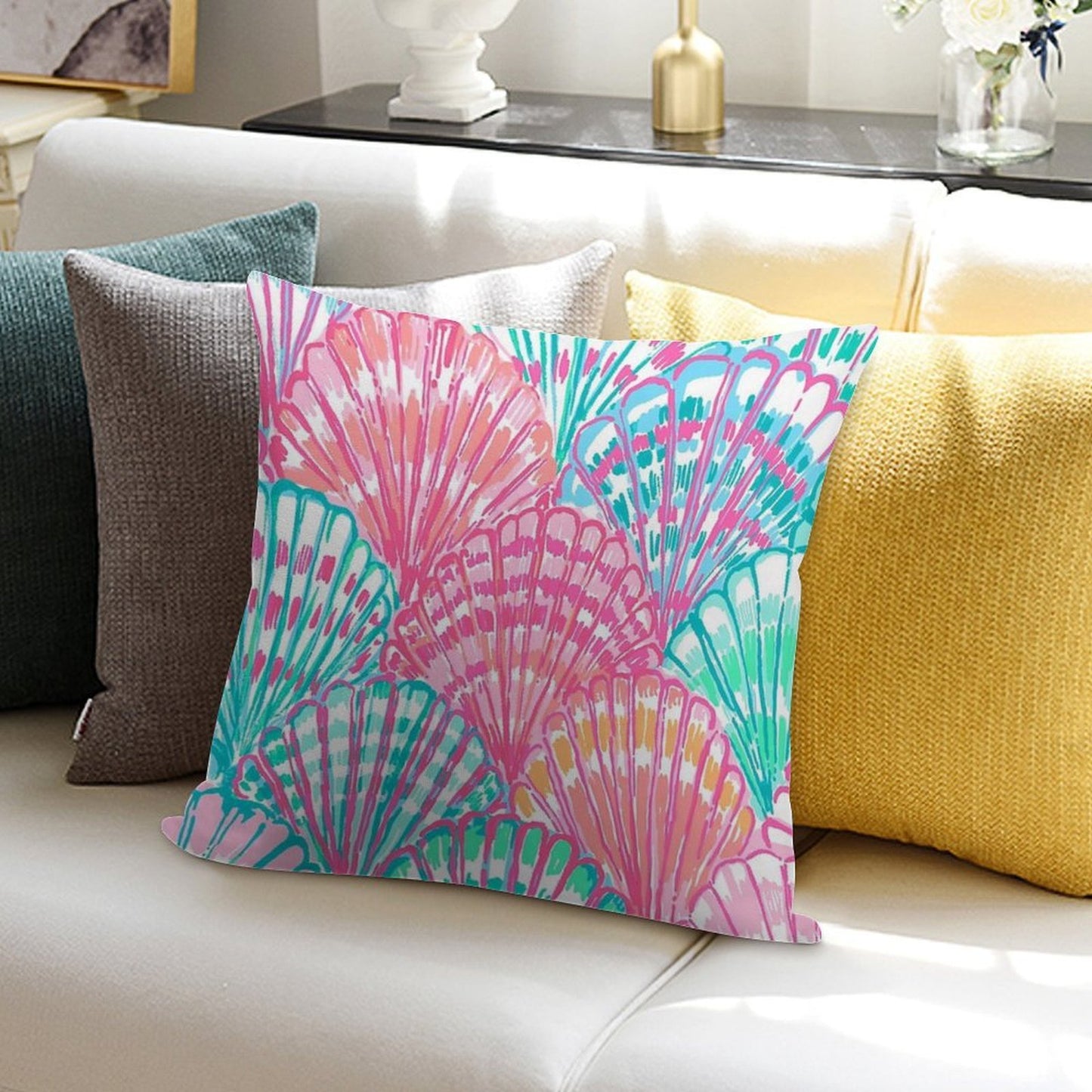 Colorfull Shell Soft Warmth Comfort Throw Pillow