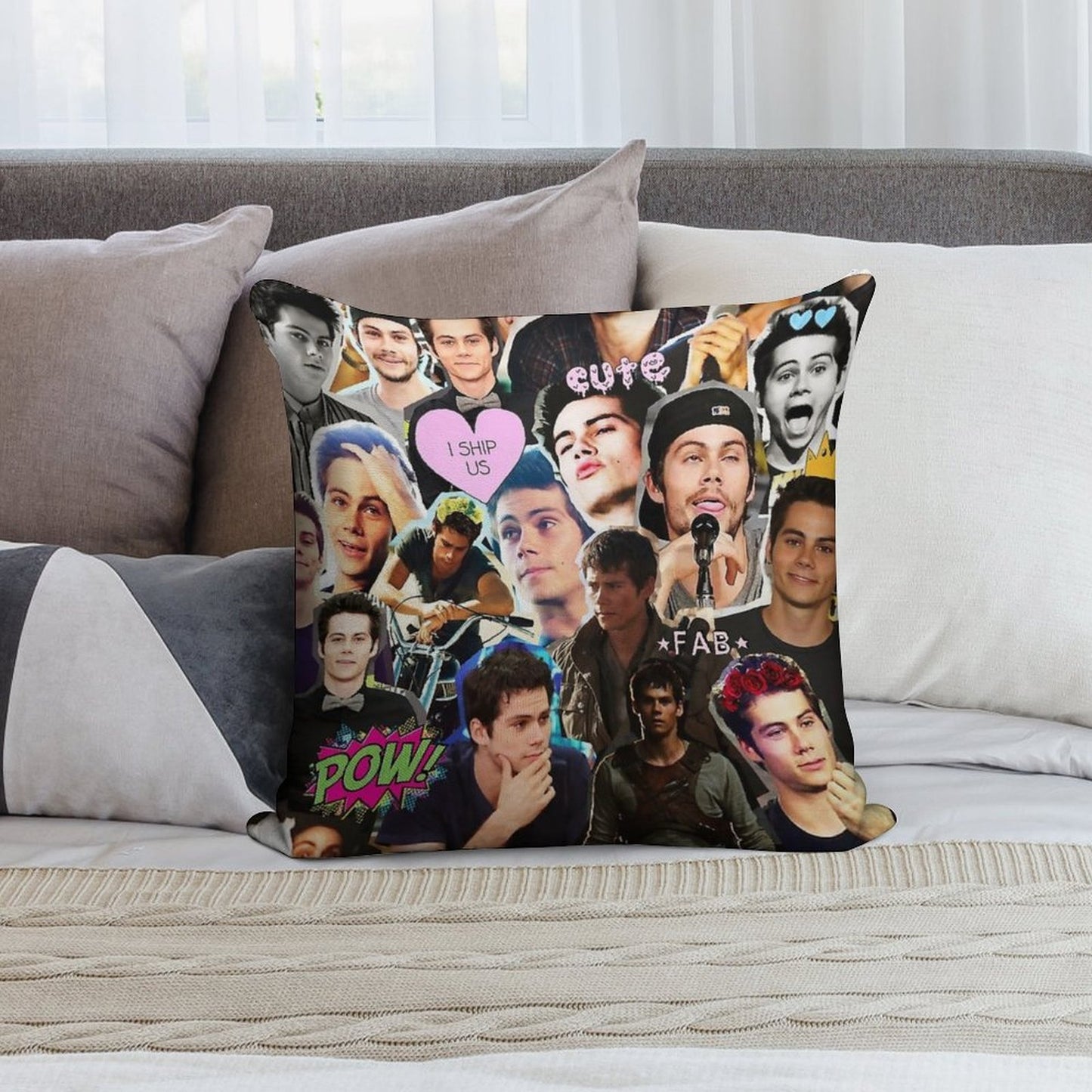 Dylan O'Brien Collage Soft Skin-Friendly Throw Pillow