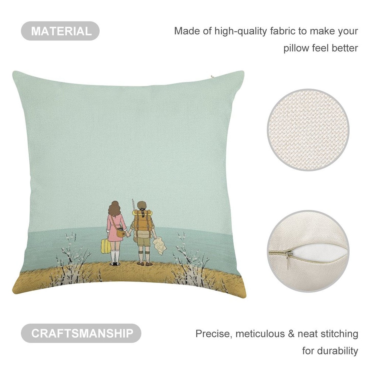 Wes Anderson Movie Linen Throw Pillow Cover
