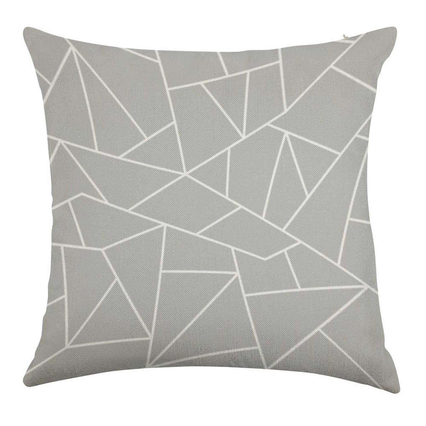 White Mosaic Lines On Silver Gray Linen Throw Pillow Cover