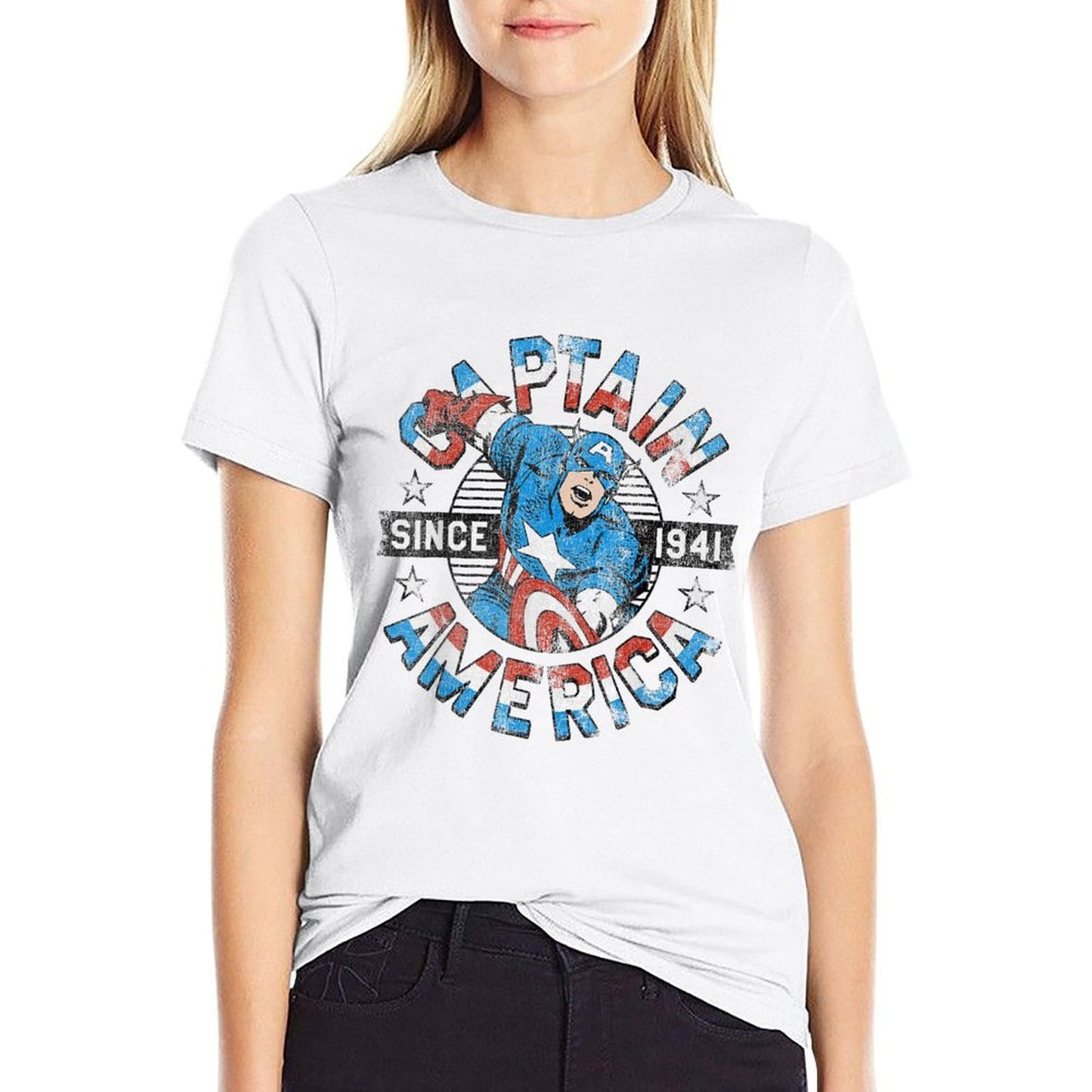 Marvel Avengers Vintage Captain America Comic Hero Since 41 Tagless Design T-Shirt