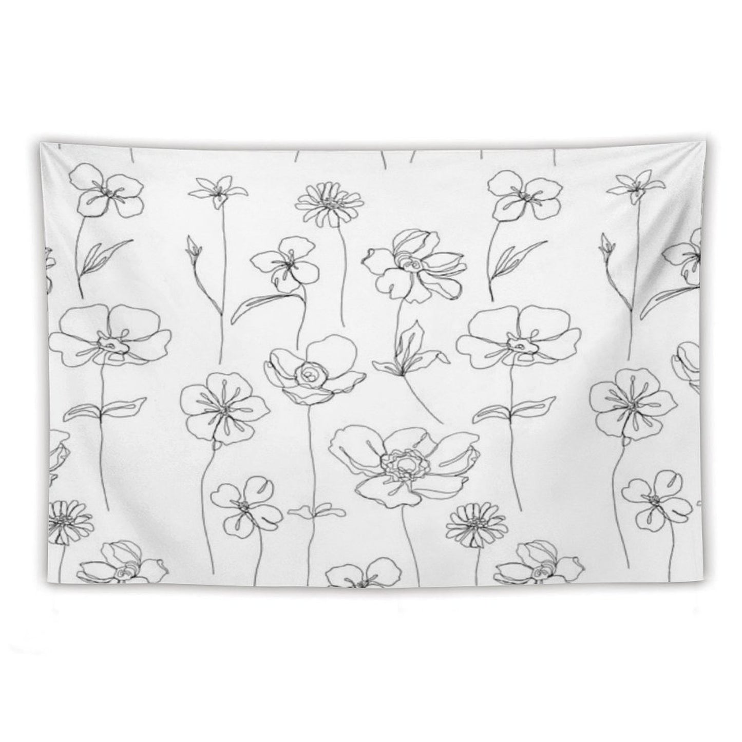Botanical Floral Illustration - Botanicals White Tapestry