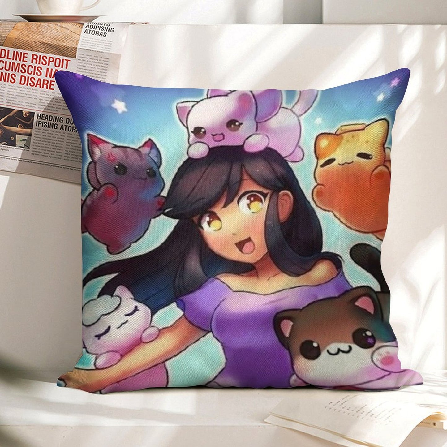 Aphmau Linen Throw Pillow Cover