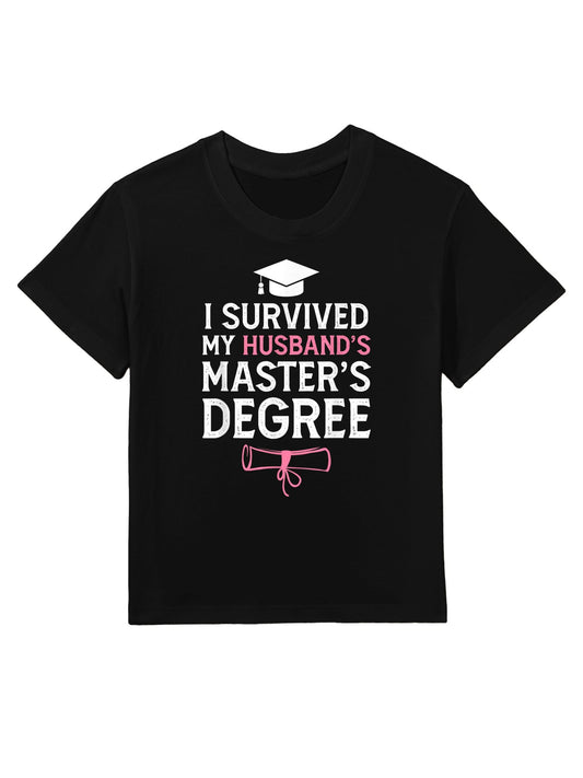 I Survived My Husbands Masters Degree Funny Graduation Kids T-Shirt