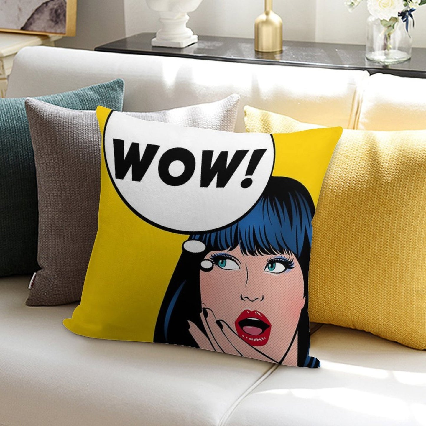 Pop Art - Wow Apron Backpack Etc Soft Gift Ready Throw Pillow