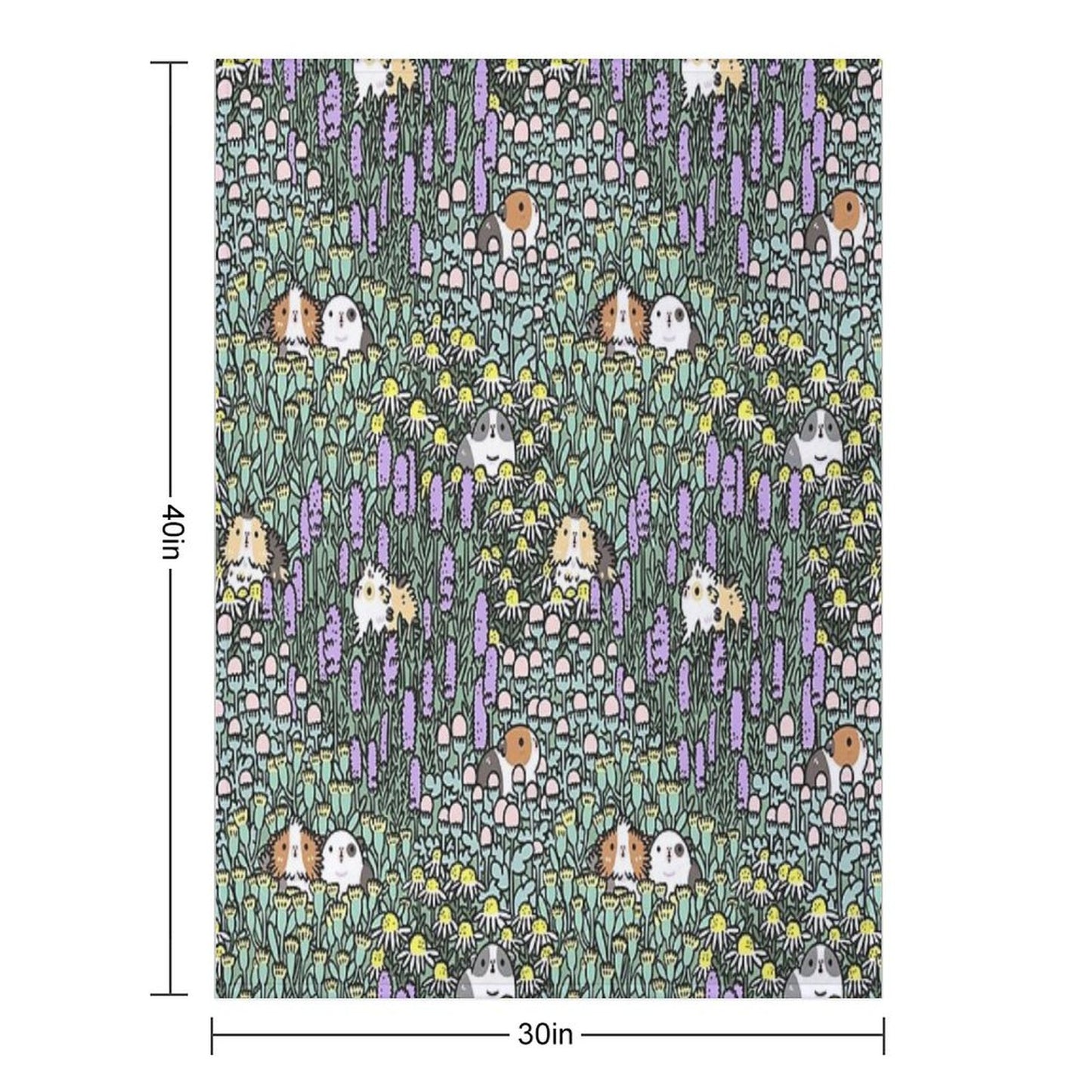 Guinea Pigs And Garden Herbs Pattern Throw Blanket