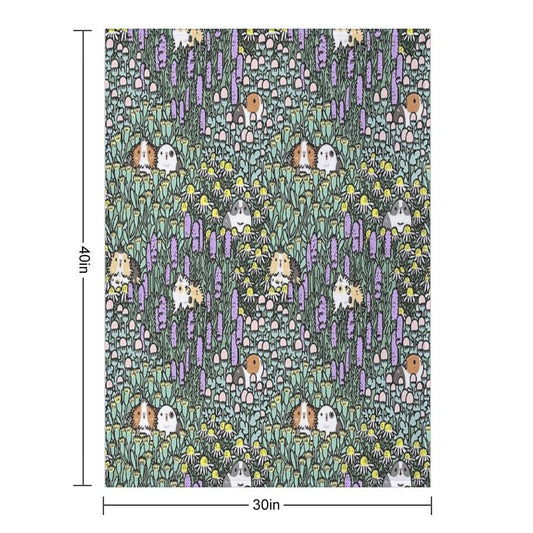 Guinea Pigs And Garden Herbs Pattern Throw Blanket
