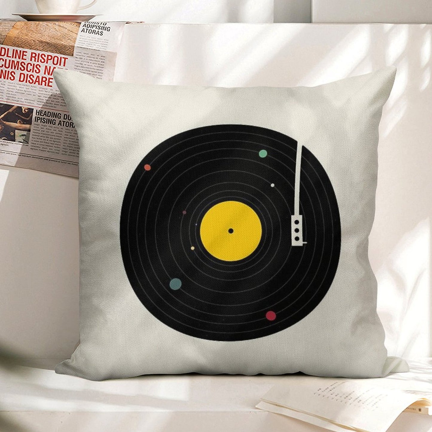 Music Everywhere Linen Throw Pillow Cover