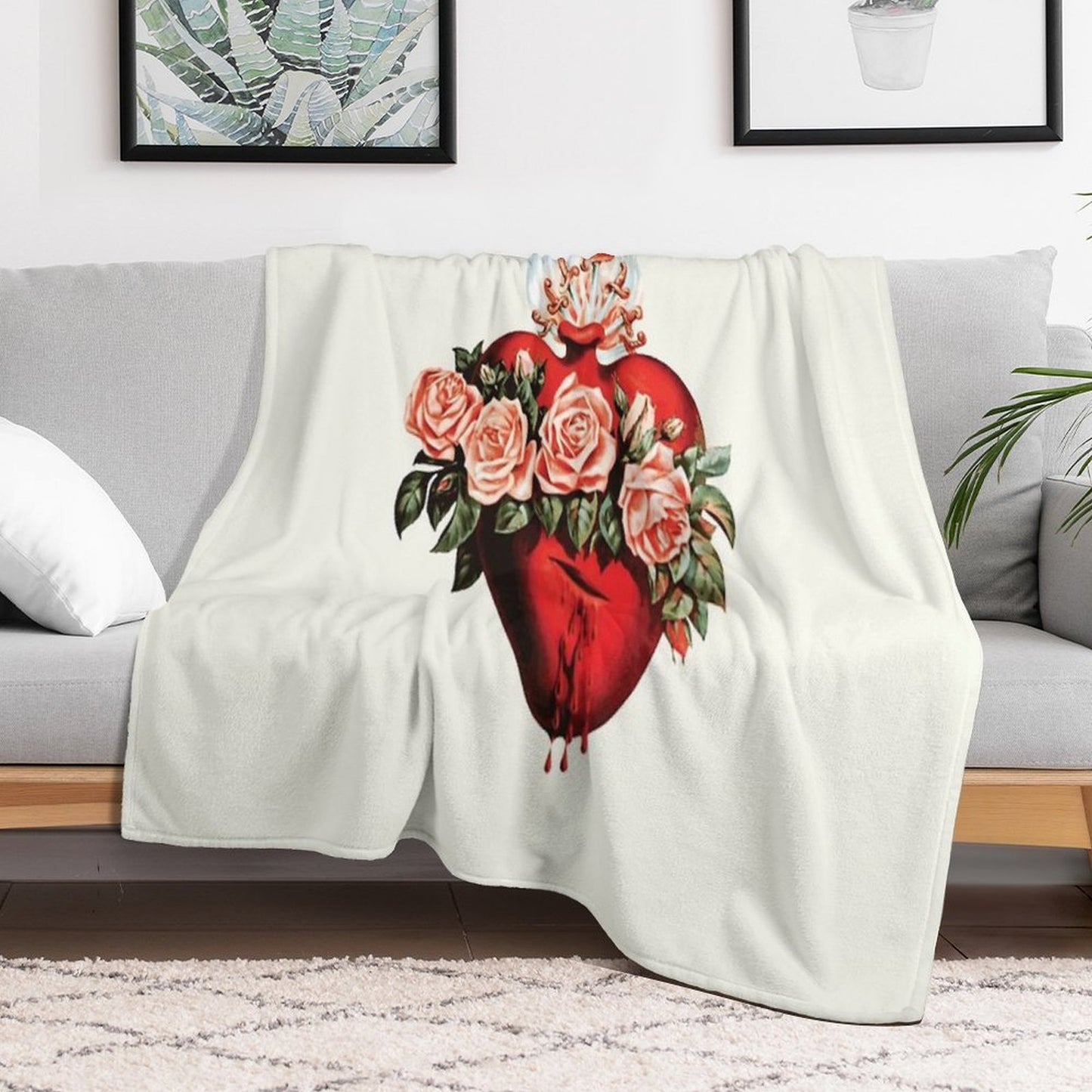 Immaculate Heart of Mary Vintage Throw Blanket