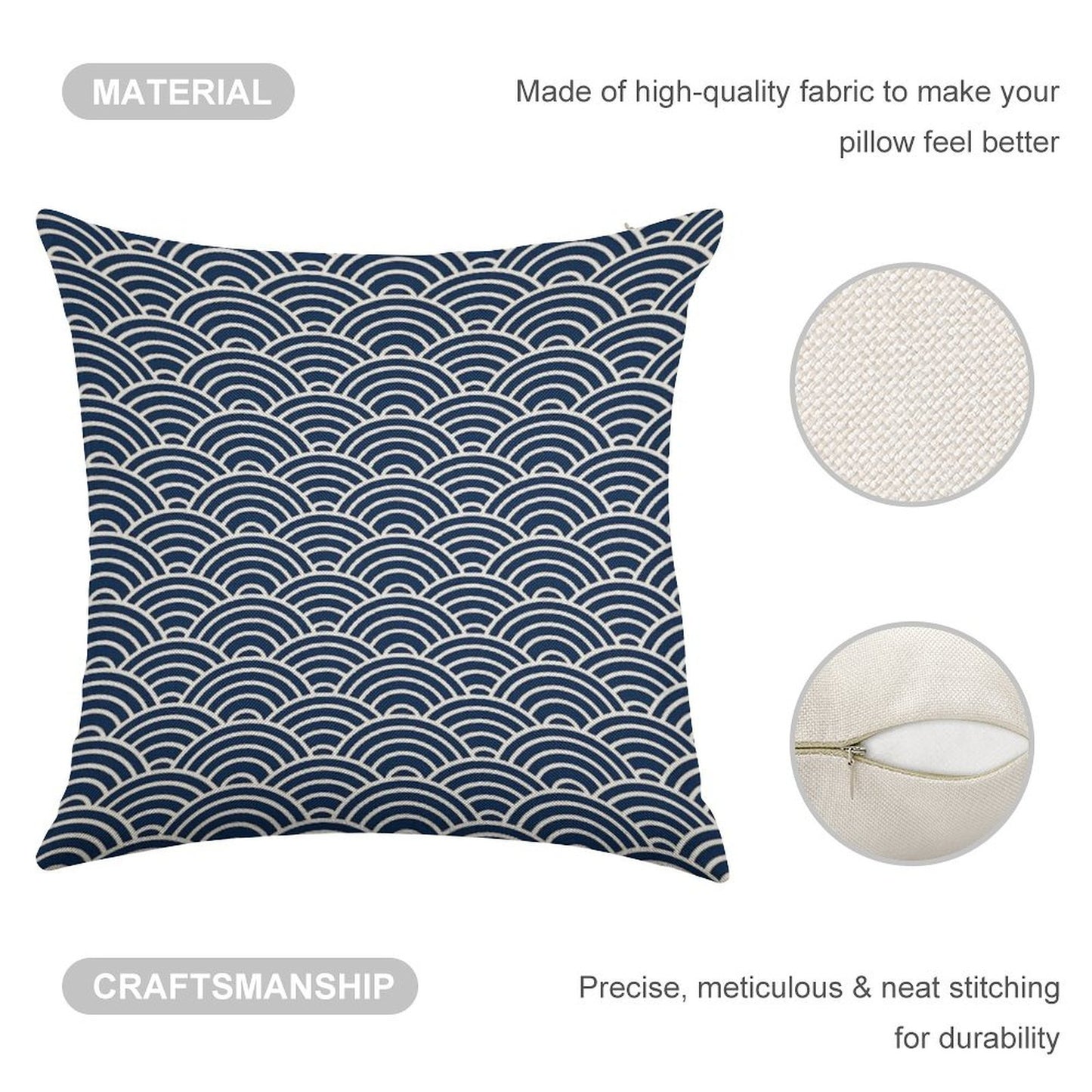Seigaiha  Japanese Collection Linen Throw Pillow Cover