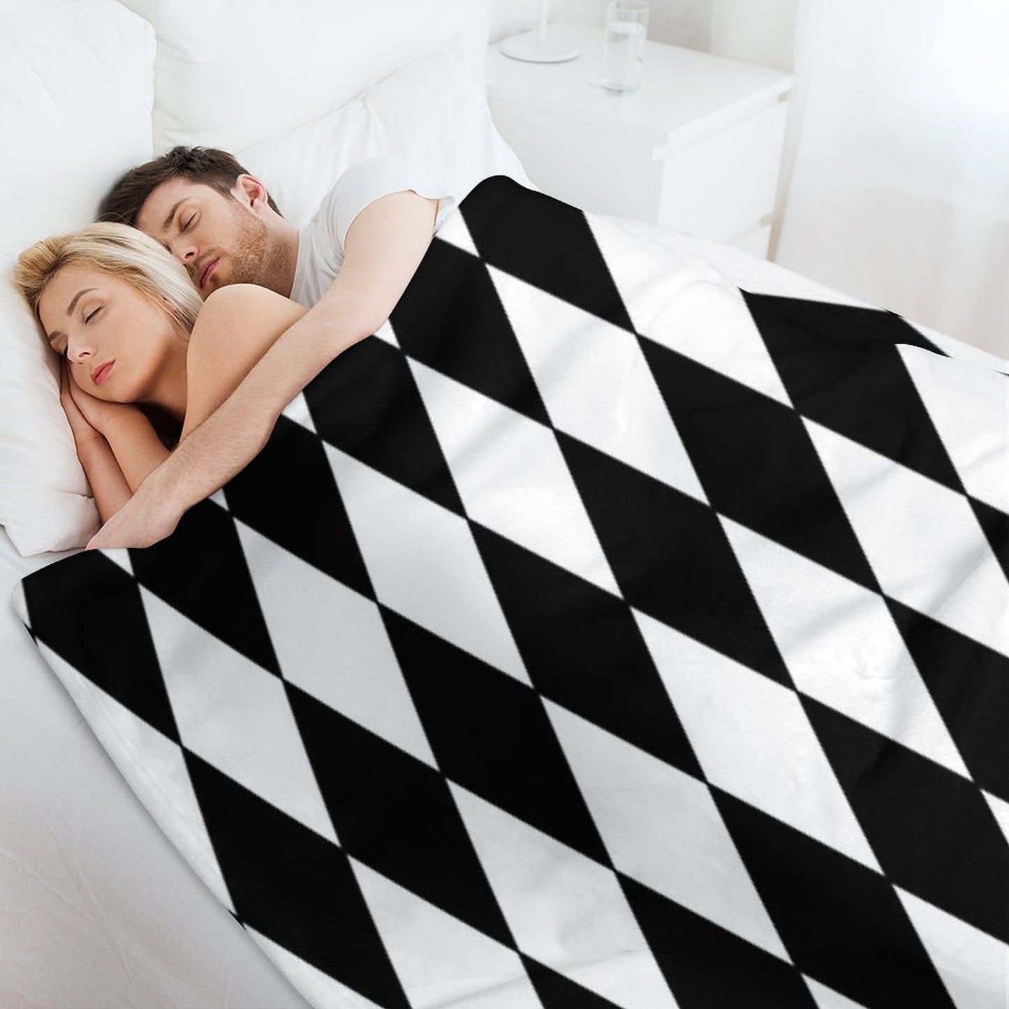Black White Harlequin Throw Blanket