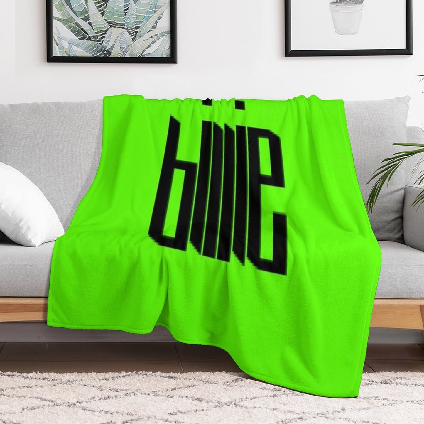Neon Billie Eilish Art Throw Blanket