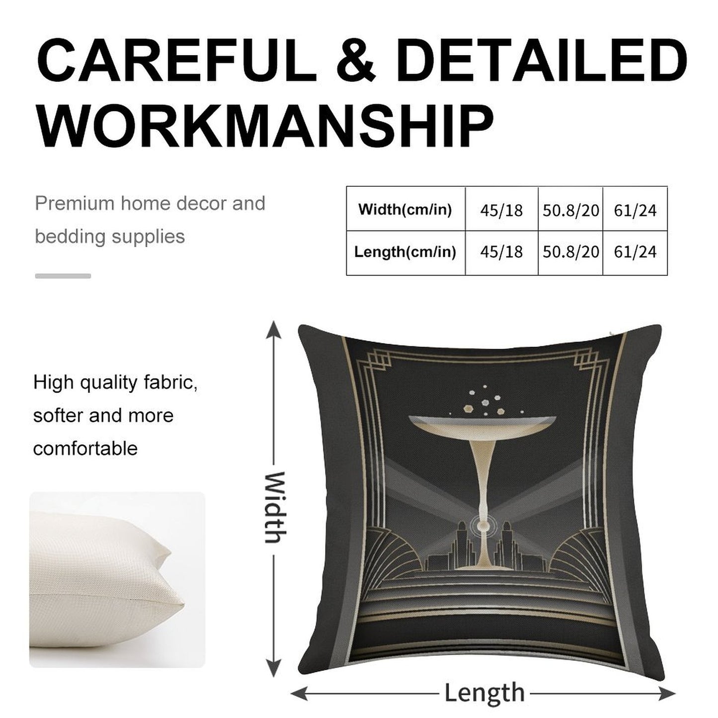Art Deco Design VI Linen Throw Pillow Cover