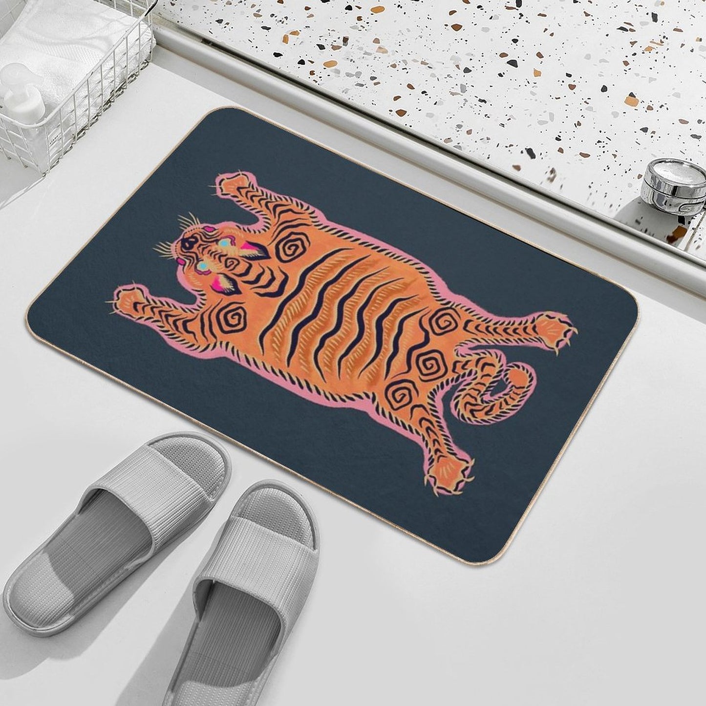 Wild Tiger Rug Illustration Bath Mat