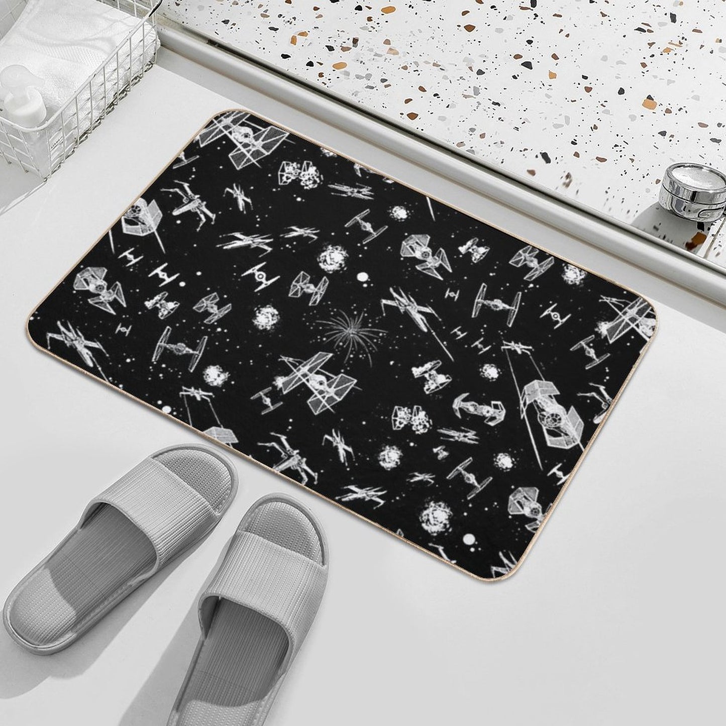 Space Ship Battle Bath Mat