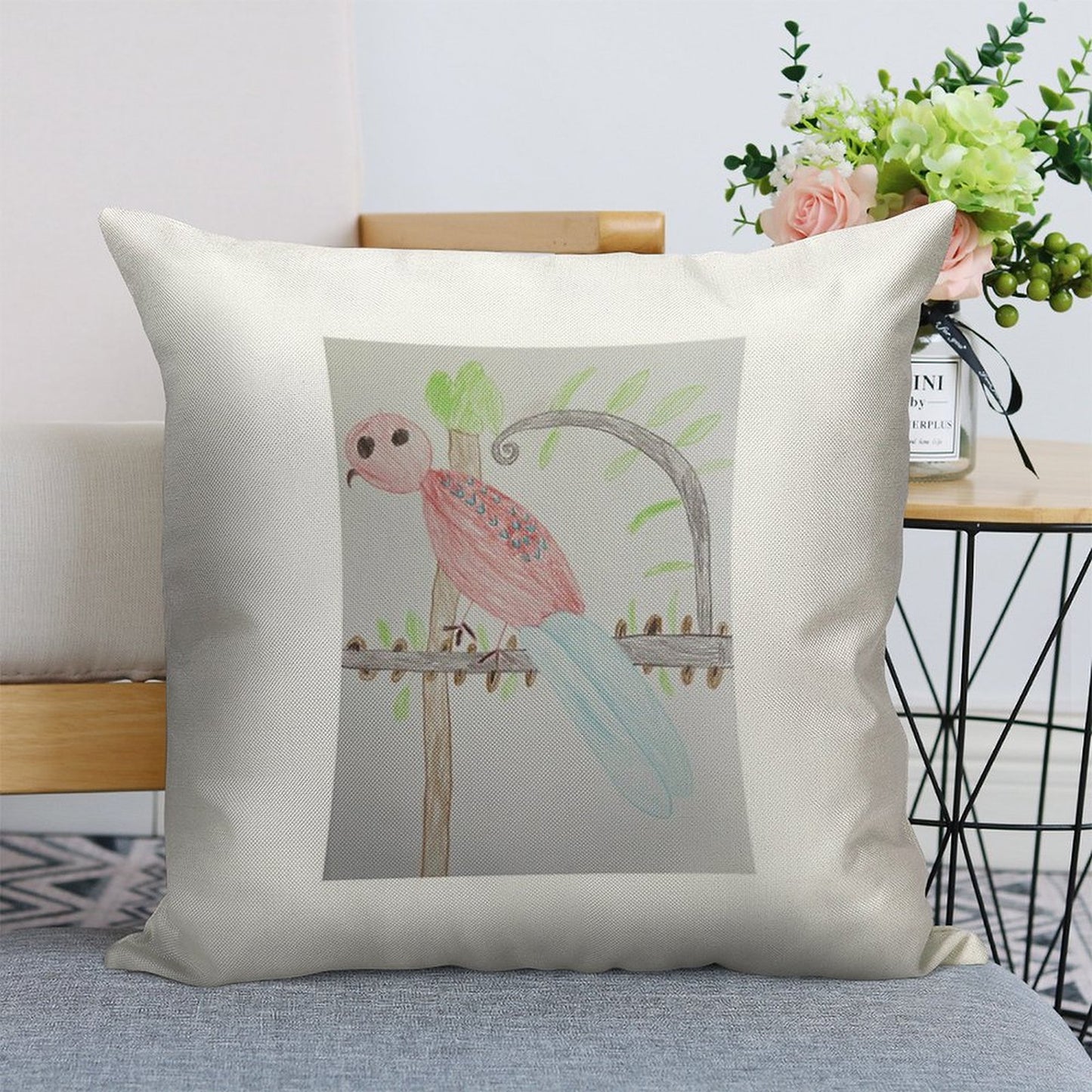 Crimson Rosella Linen Throw Pillow Cover
