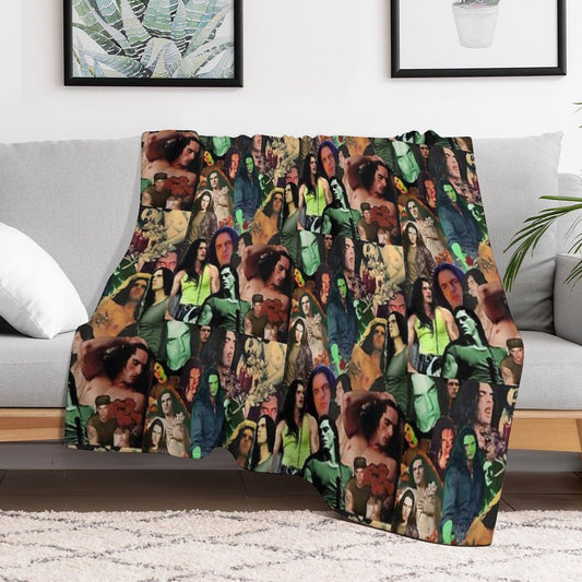 Type O Negative Peter Steele Dark Goth Collage Edit II Throw Blanket