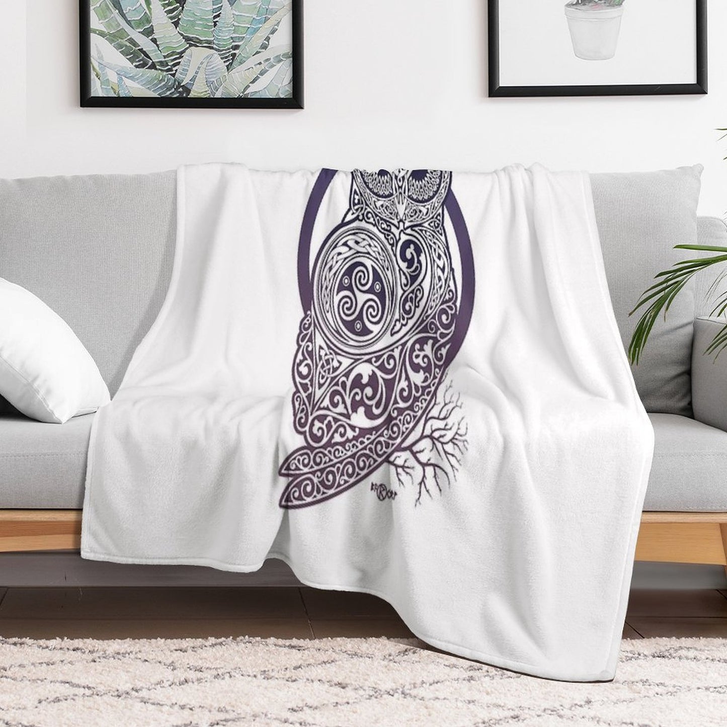 CELTIC OWL Throw Blanket