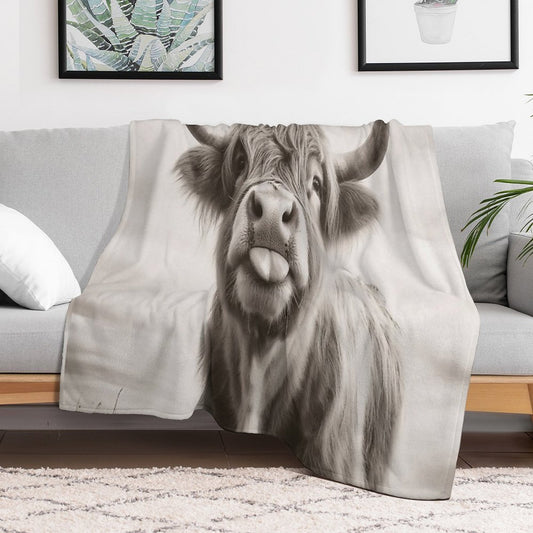 Cheeky Highland Cow Throw Blanket