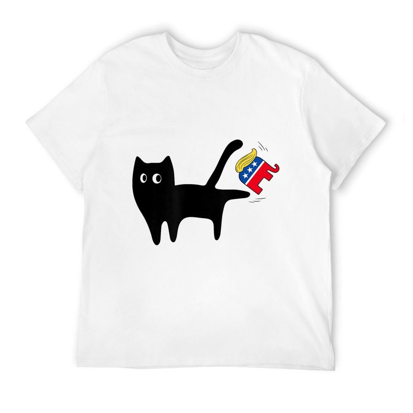 Black Cat Vs Elephant Anti Trump Funny 4th of July Men Women Breathable T-Shirt
