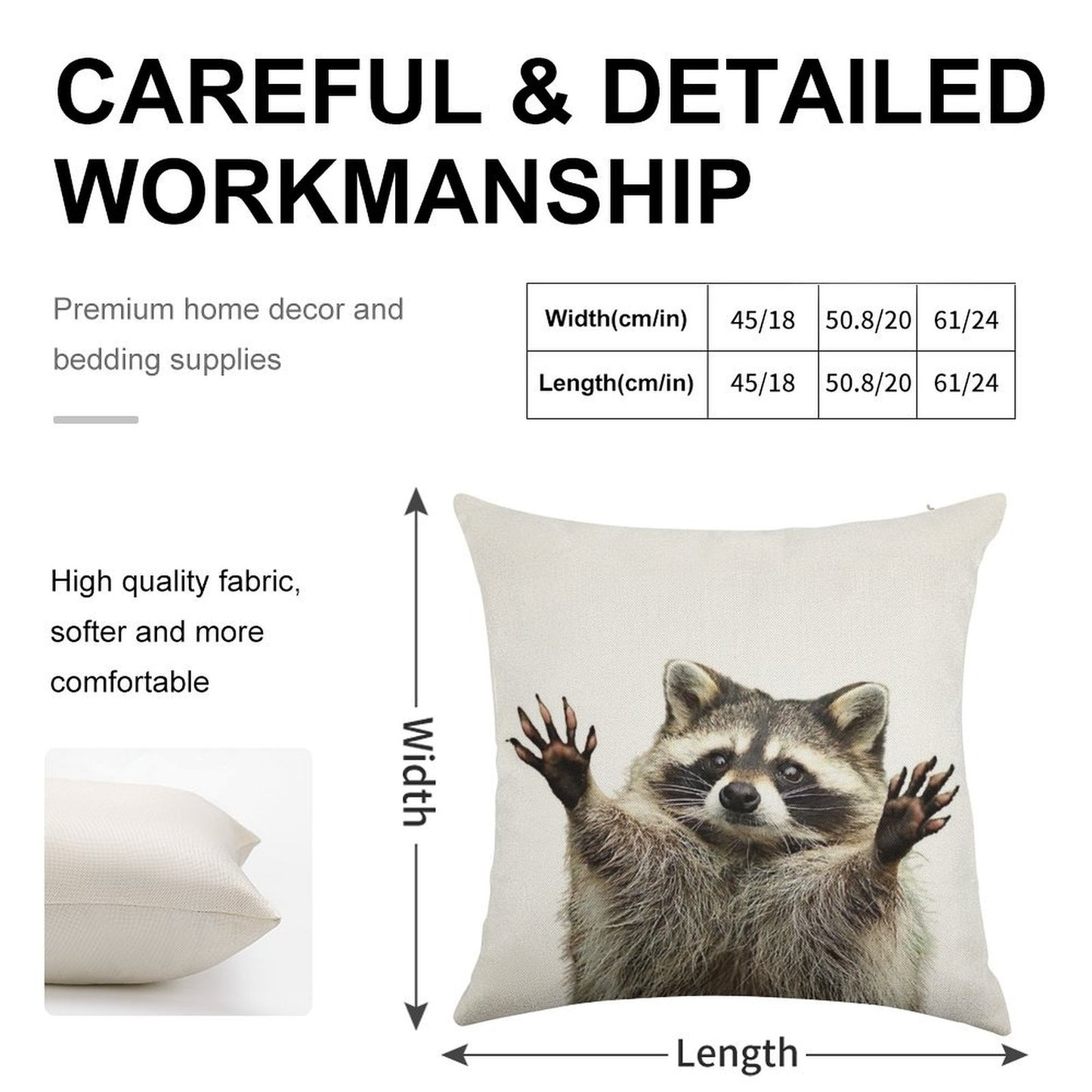 Racoon Linen Throw Pillow Cover