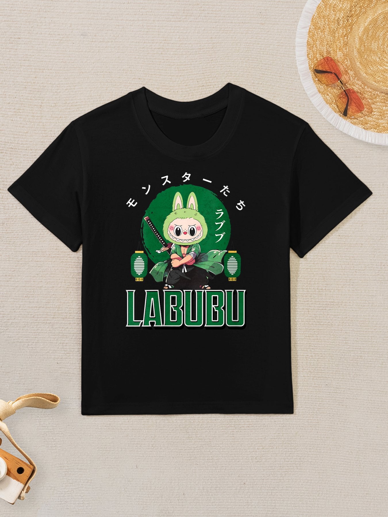 Womens Funny Samurai Labubu Cute Labubu The Monsters Kids T-Shirt