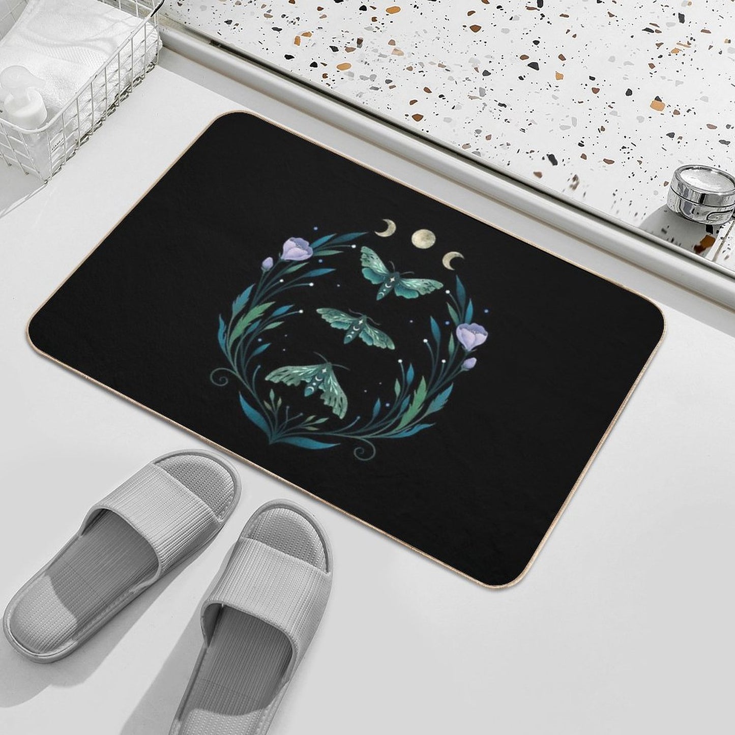 Lime Hawk Moths Night Bath Mat