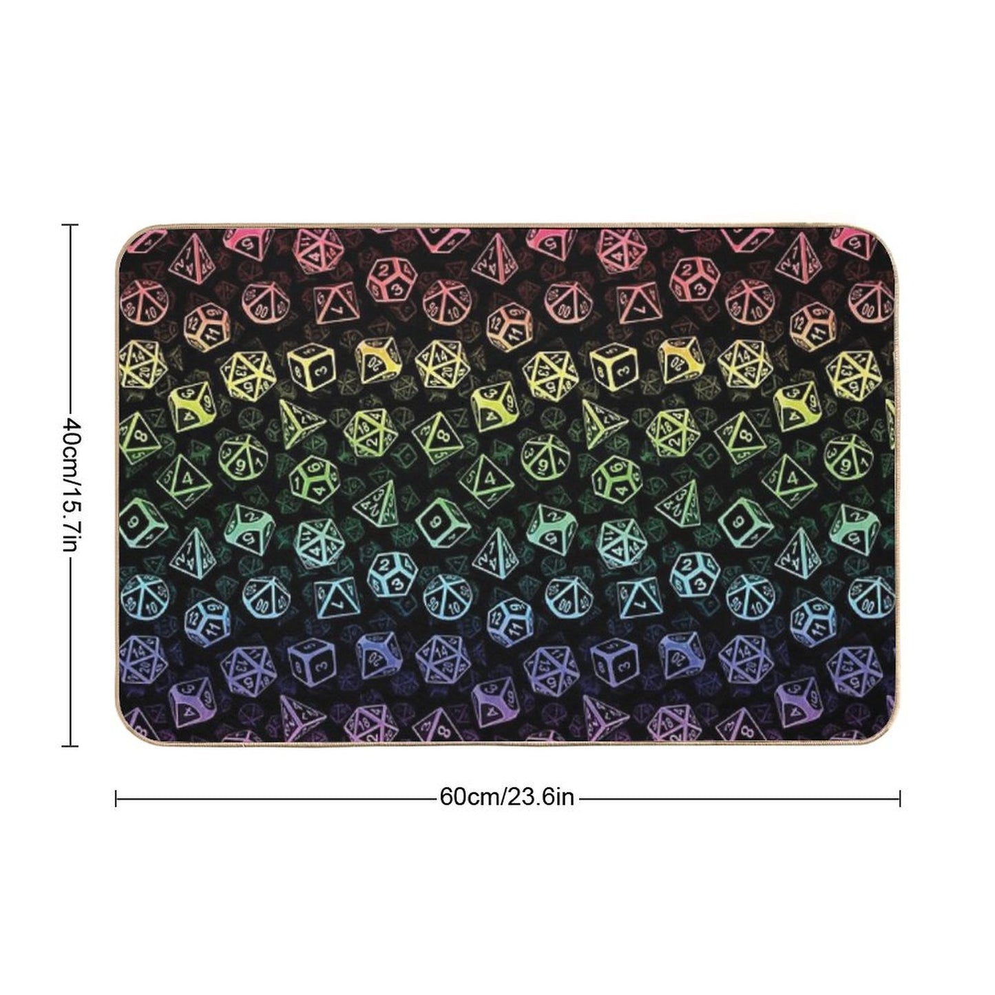D20 Dice Set Pattern (Rainbow) Bath Mat