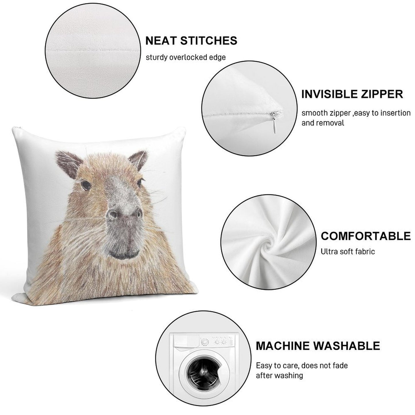 Capybara Soft High-Density Material Throw Pillow