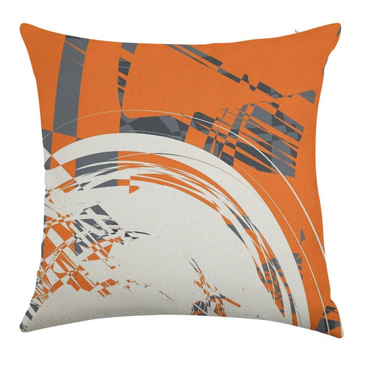 Orange Grey Linen Throw Pillow Cover