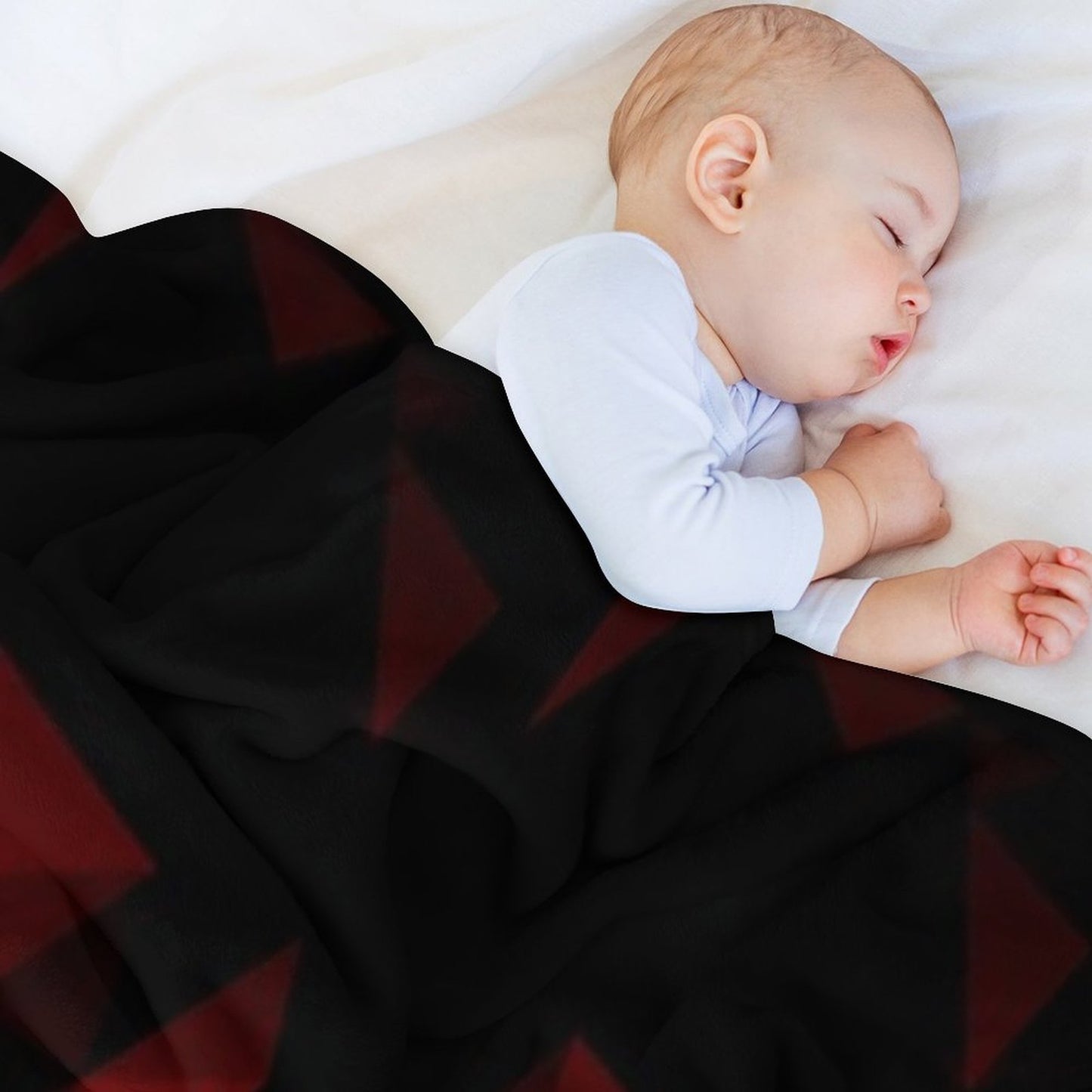 Abstract Polygonal Pattern .Red, Black Triangles. Throw Blanket